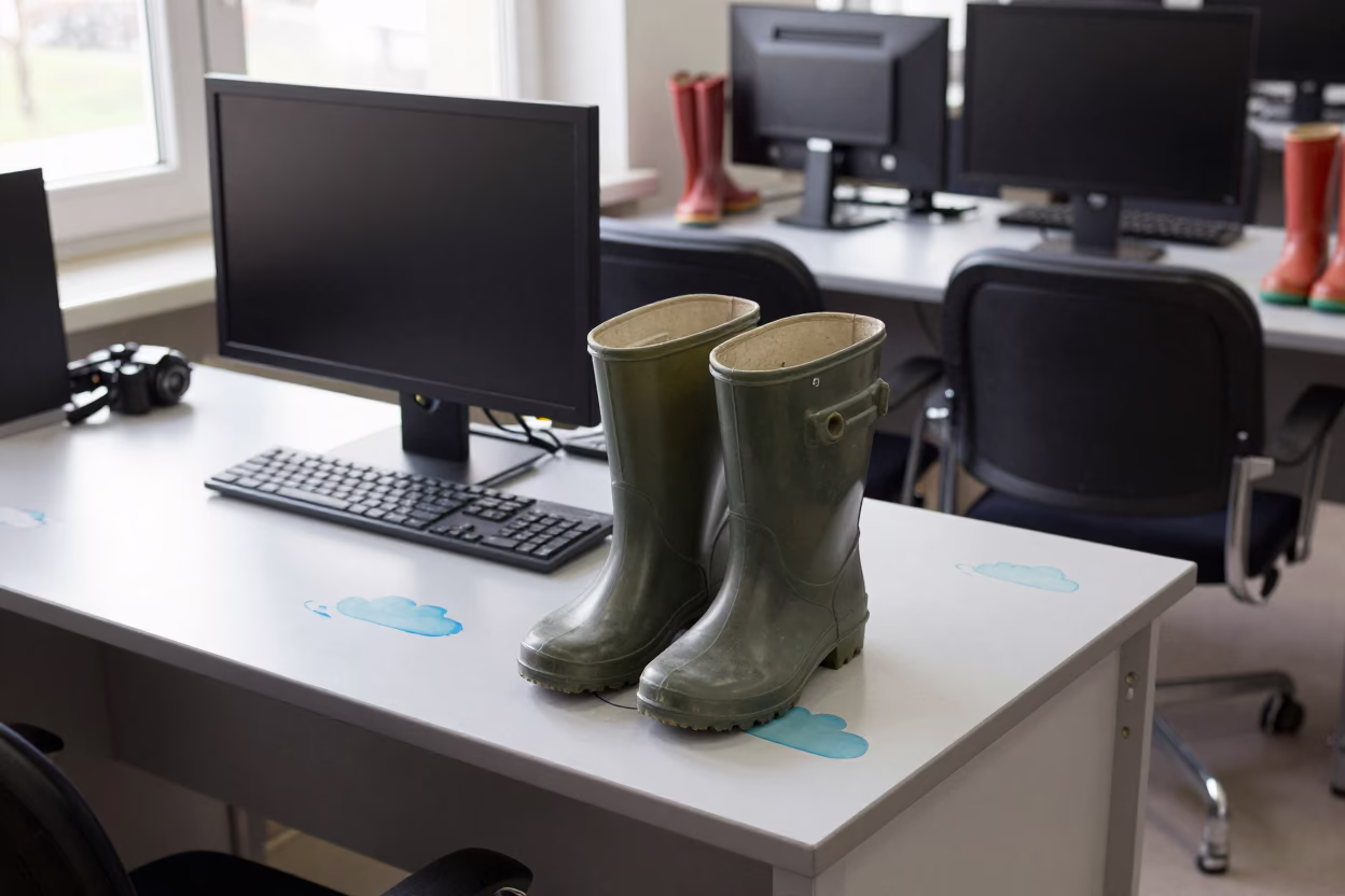 Rain Boot Tray in Kayseri Computer Lab in in a computer lab before lessons in Kayseri