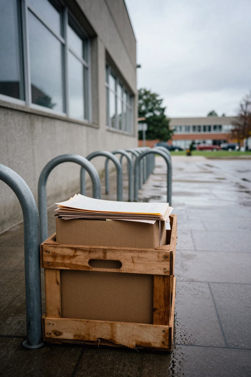 Rain Damp Course Packets Crate Campus Bike Racks in beside campus bike racks at dawn in Damascus