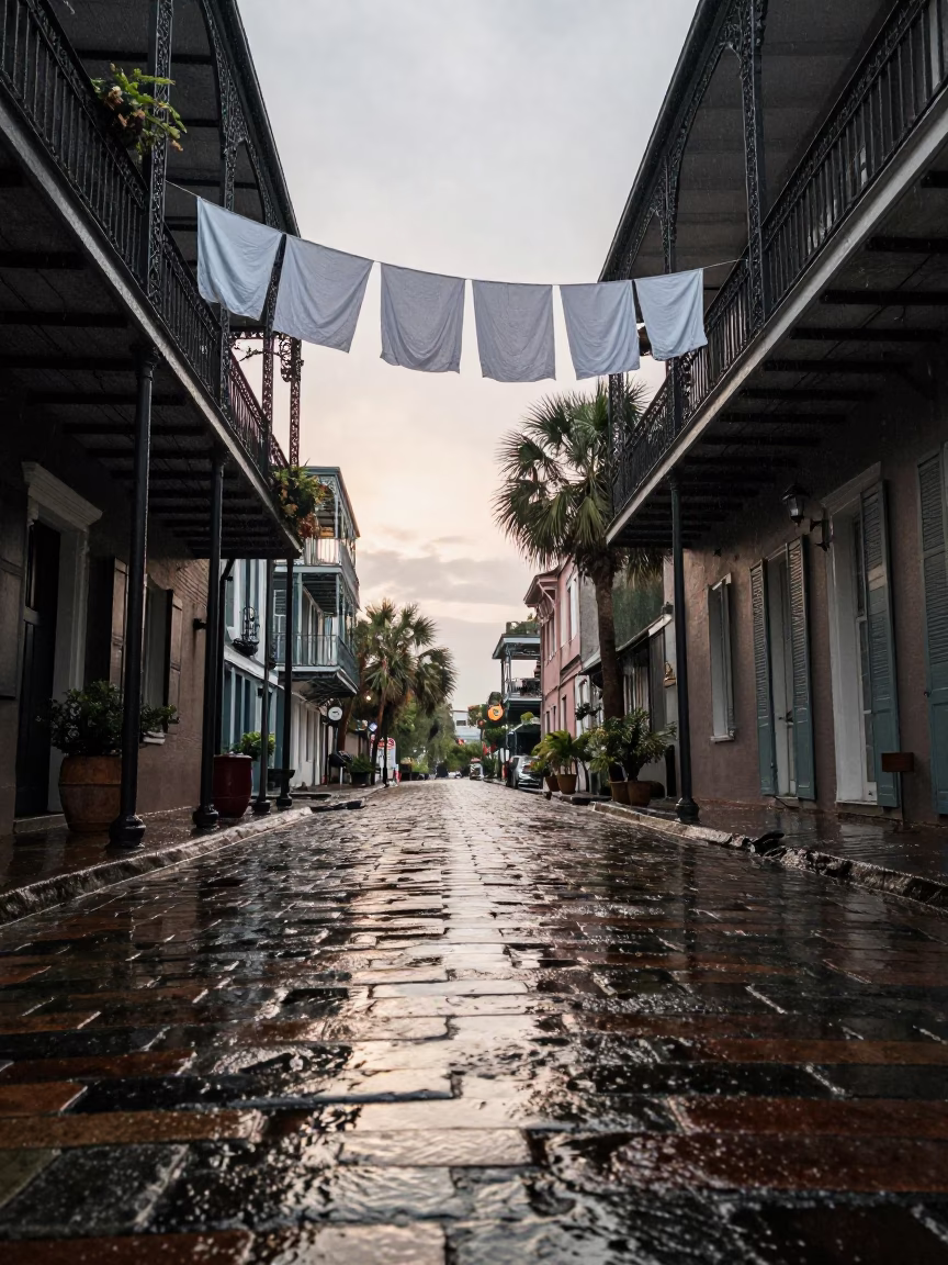 Rain-drenched Balcony in Charleston in in Charleston, South Carolina, United States
