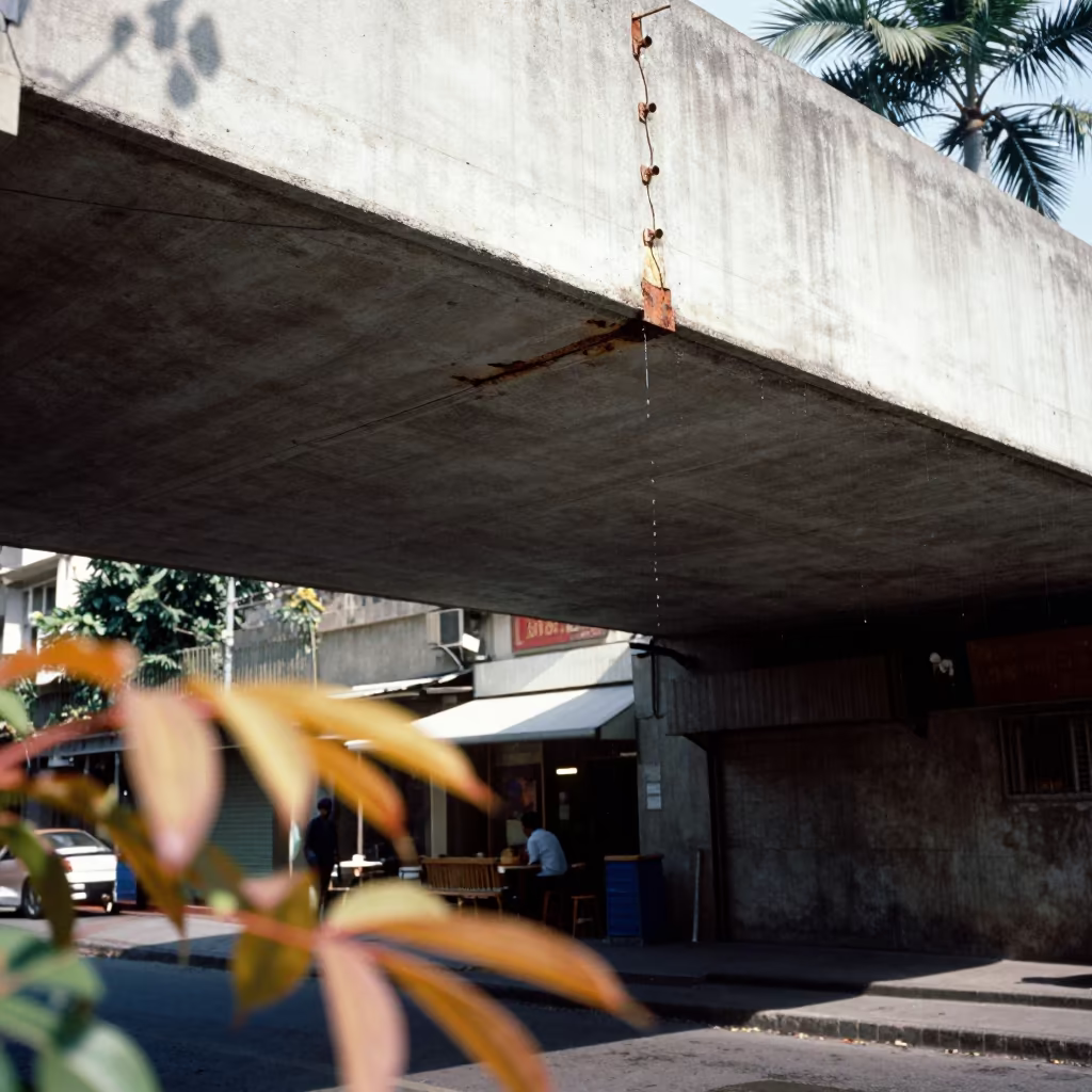 Rain Drips Through Underpass Joints Islamabad in outside a corner cafe in Islamabad
