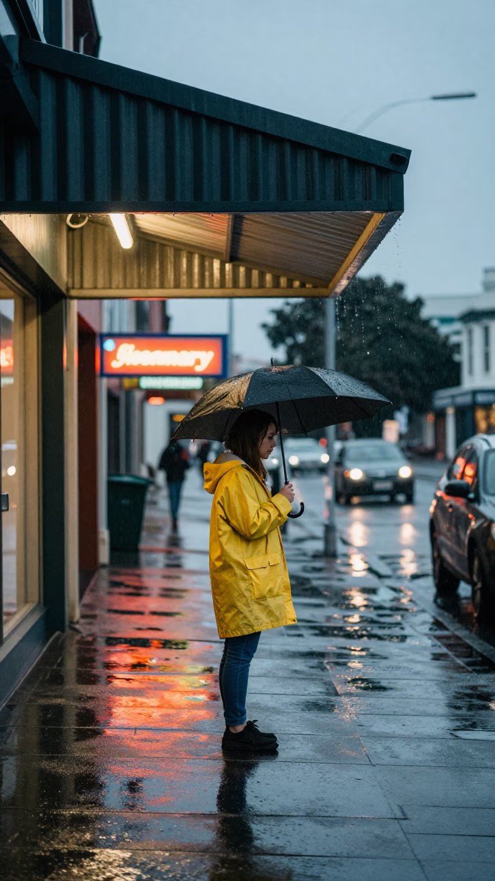Rain in Auckland at Dusk Light in in Auckland, New Zealand
