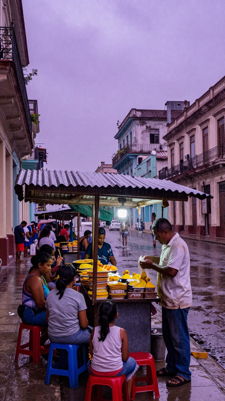 Rain in Havana at Dusk Light in in Havana, Cuba