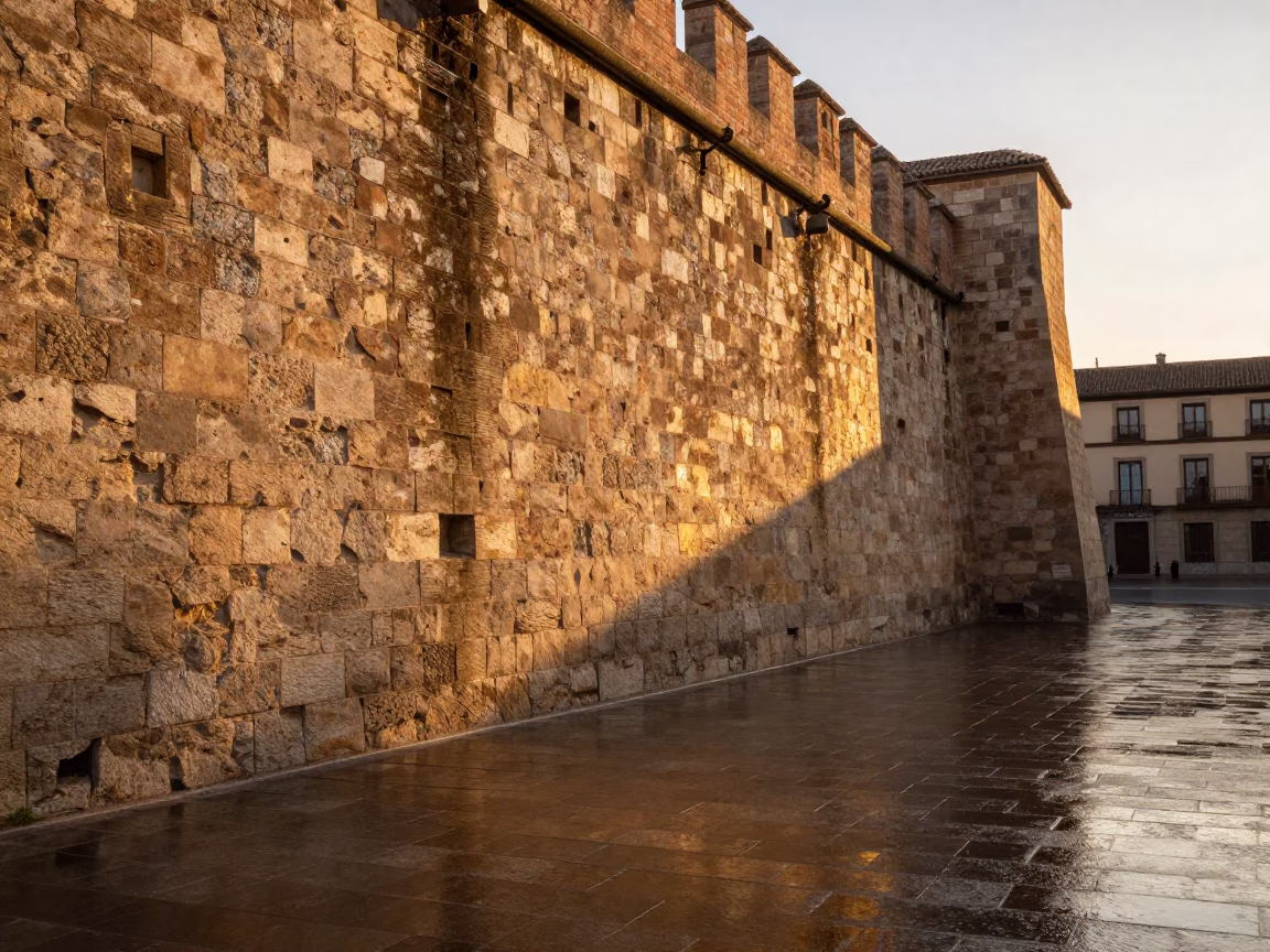 Rain in Madrid at Sunset Light in in Madrid, Spain
