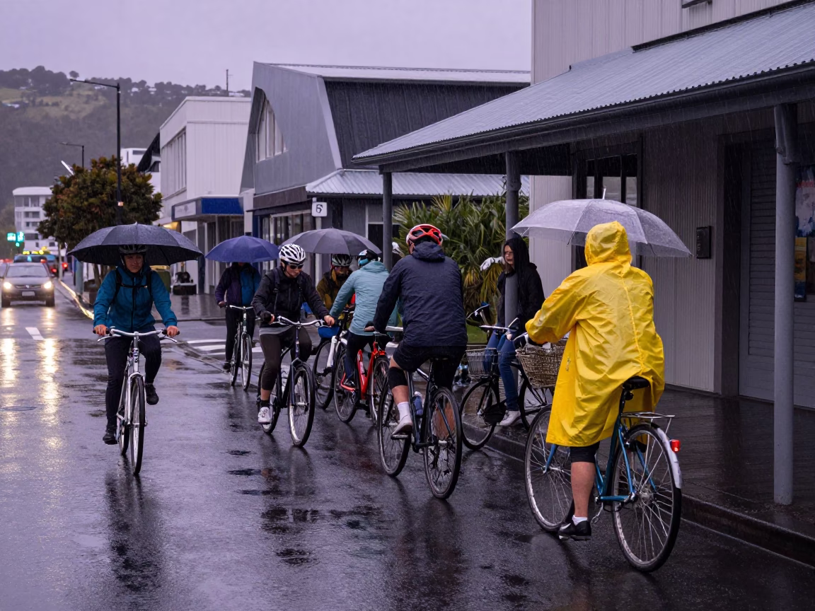 Rain in Wellington at Twilight in in Wellington, New Zealand