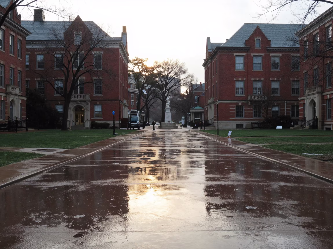Rain Puddles in Chicago at As First Light Reaches The Scene in in Chicago, Illinois, United States
