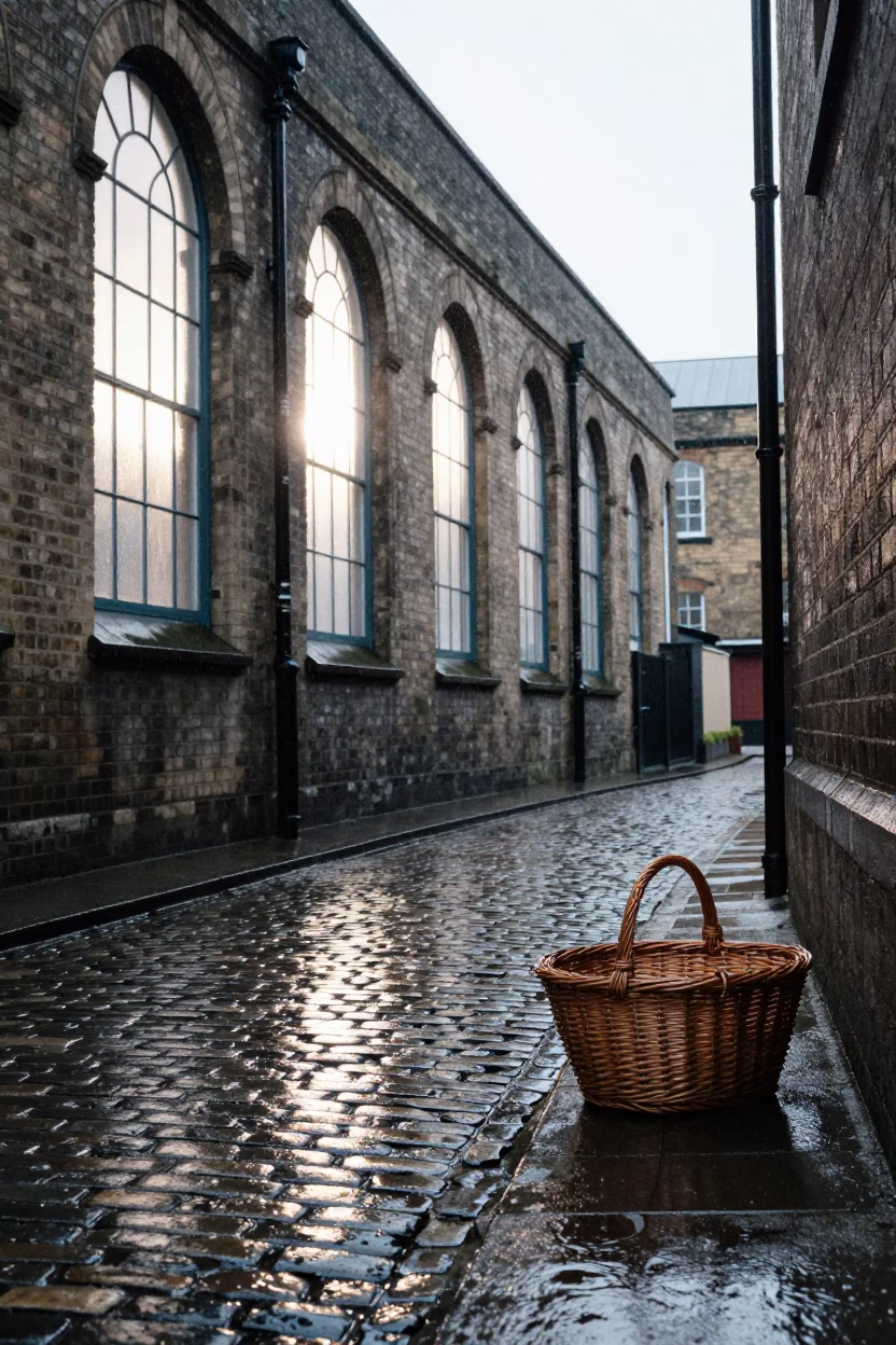 Rain-slicked Alley in Bristol in in Bristol, United Kingdom