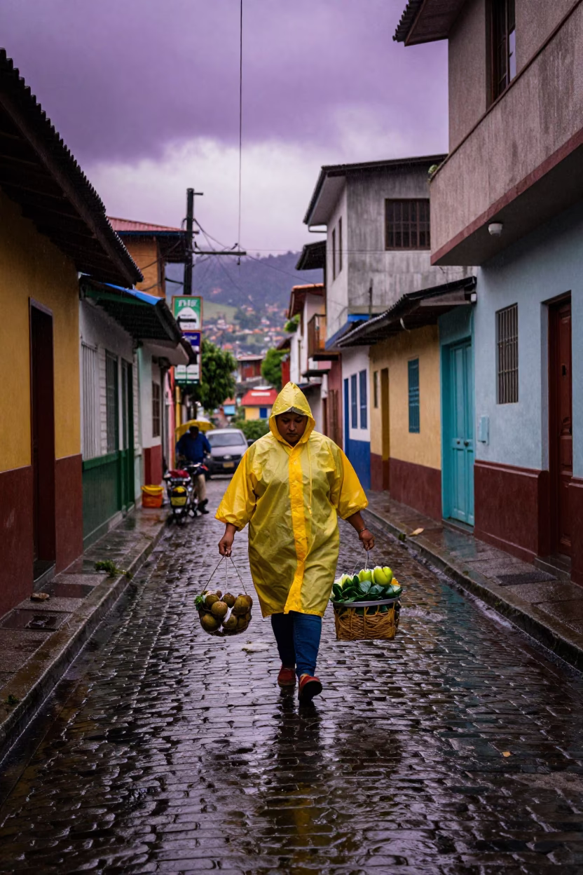 Rain-slicked Alley in Medellin in in Medellin, Colombia