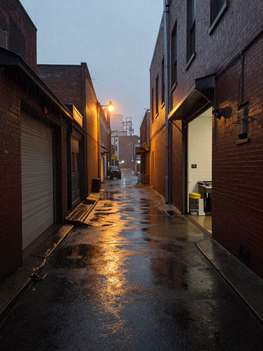 Rain-slicked Alley in Nashville in in Nashville, Tennessee, United States