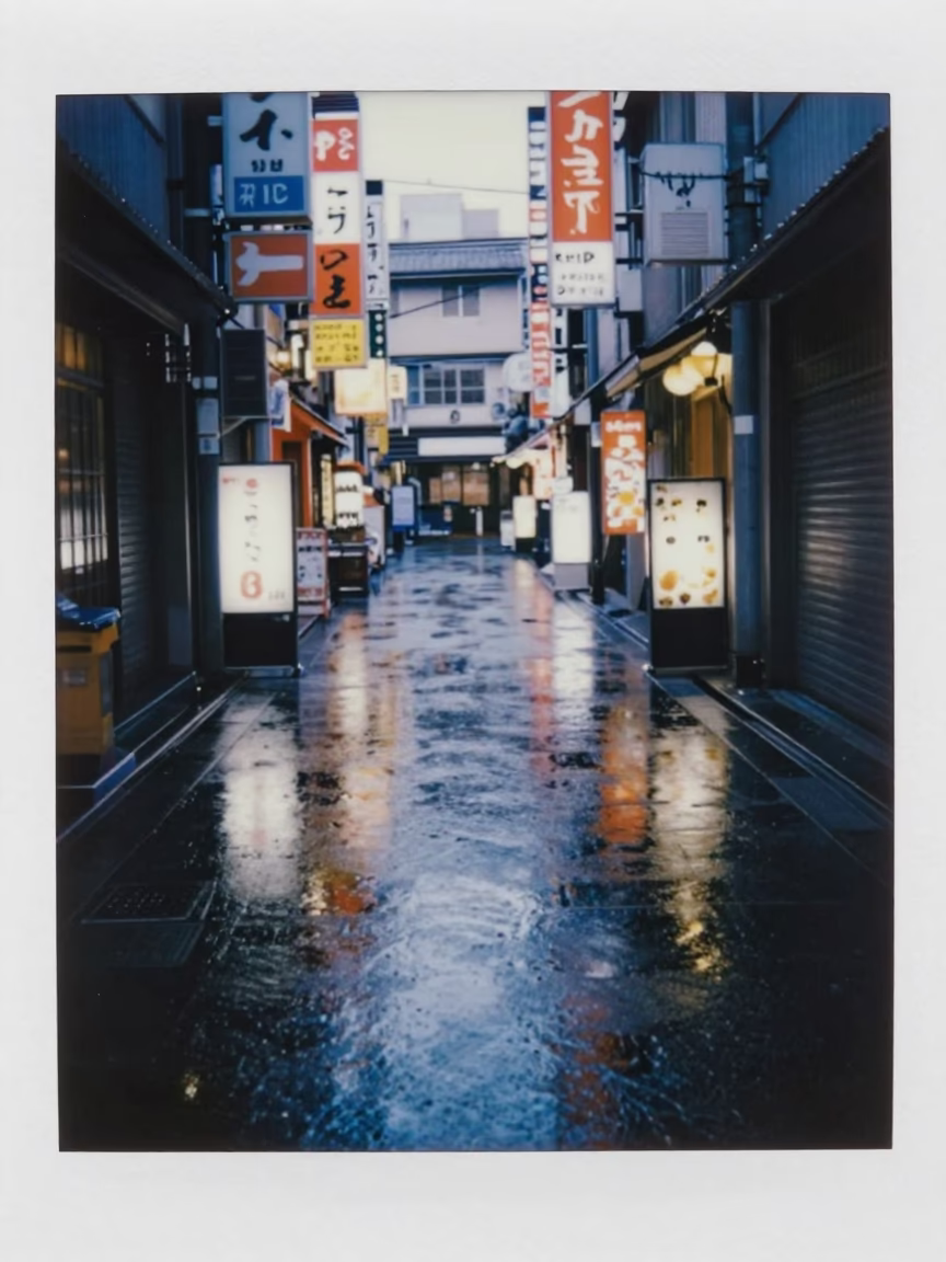 Rain-slicked Alley in Osaka in in Osaka, Japan
