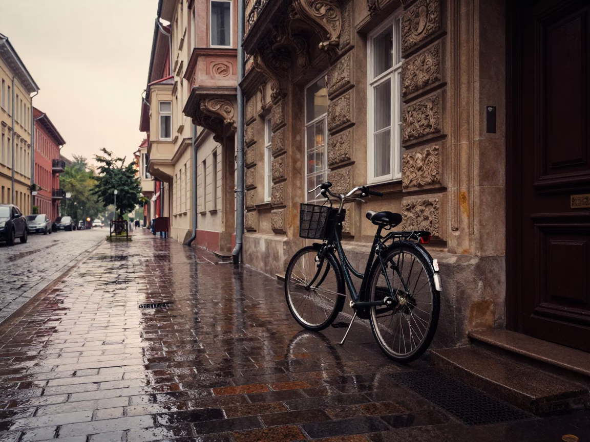 Rain-soaked Bicycle in Budapest in in Budapest, Hungary