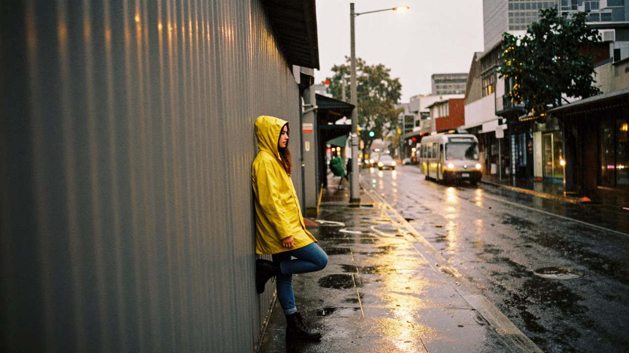 Rain-soaked Laneway in Melbourne in in Melbourne, Victoria, Australia