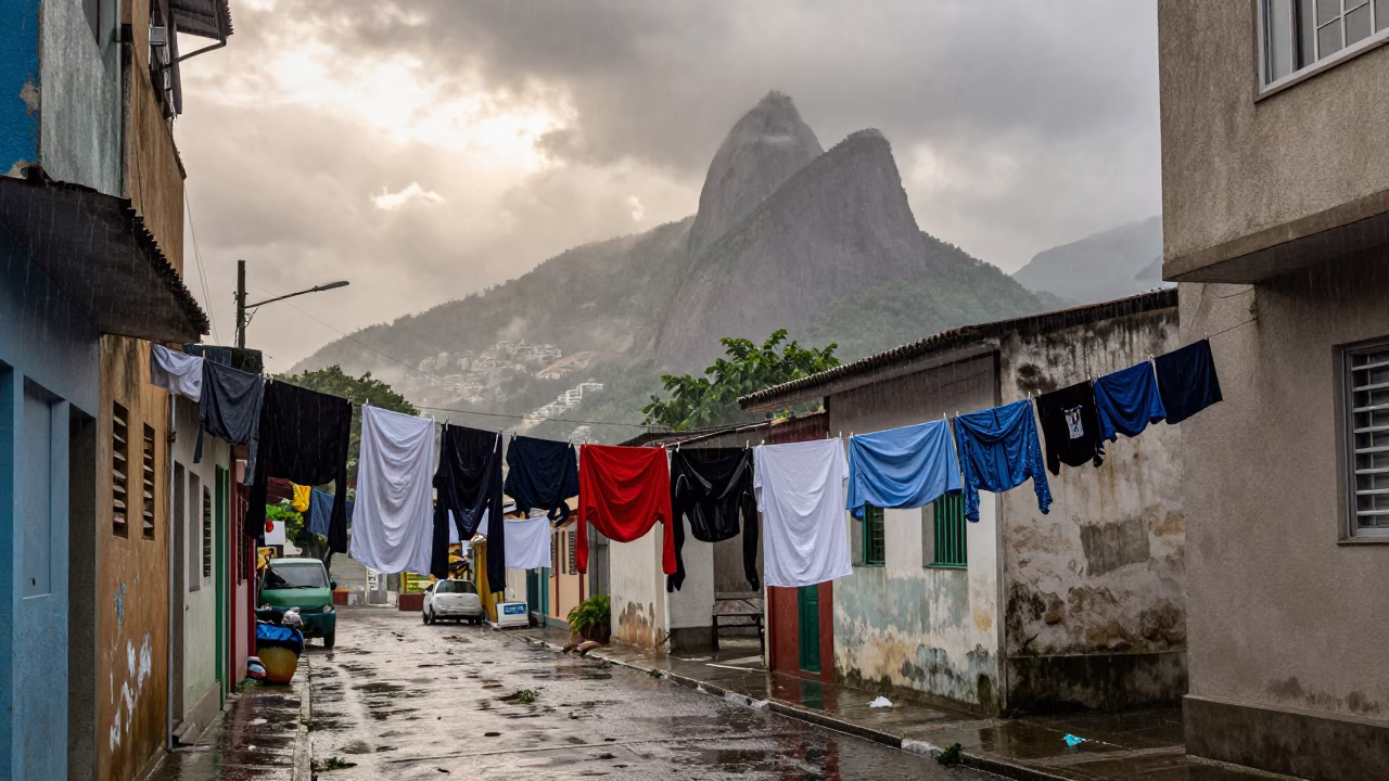 Rain-soaked Laundry in Rio De Janeiro in in Rio de Janeiro, Brazil