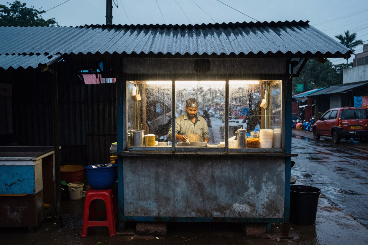 Rain-soaked Stall in Chennai in in Chennai, India