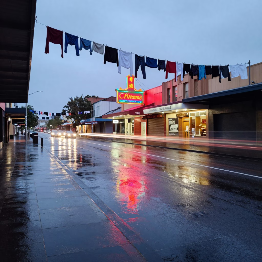 Rain-soaked Street in Sydney in in Sydney, New South Wales, Australia