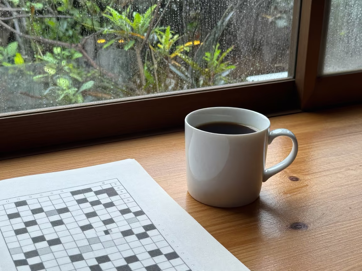 Rain Streaked Window Dawn Coffee Crossword Nagoya in beside a rain-streaked window in Nagoya