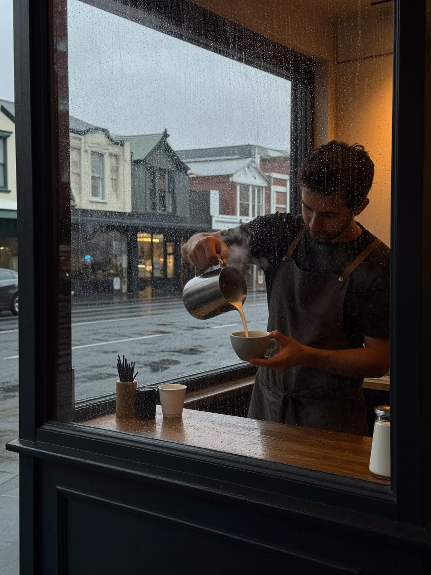 Rain-streaked Window in Auckland in in Auckland, New Zealand