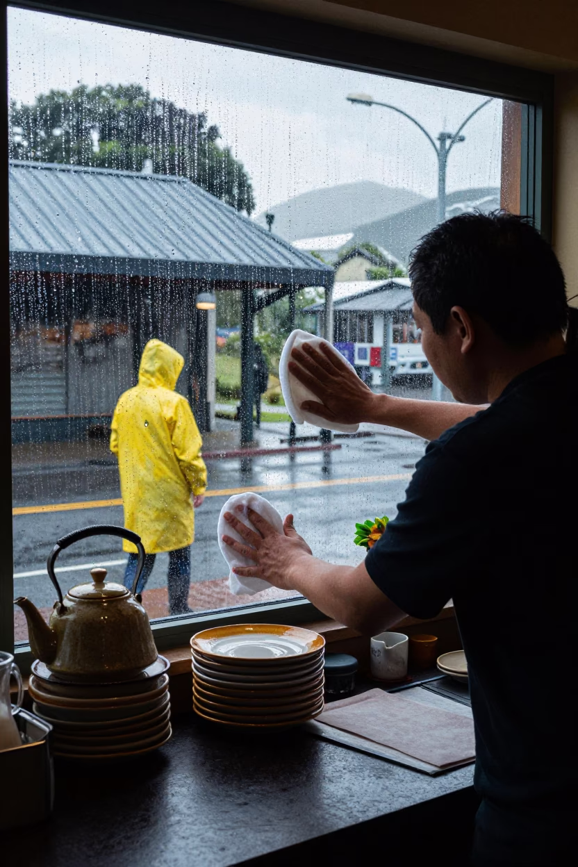 Rain-streaked Window in Wellington in in Wellington, New Zealand