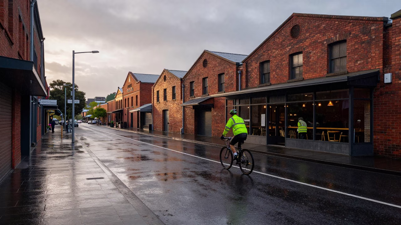 Rain-washed Laneway in Melbourne in in Melbourne, Victoria, Australia