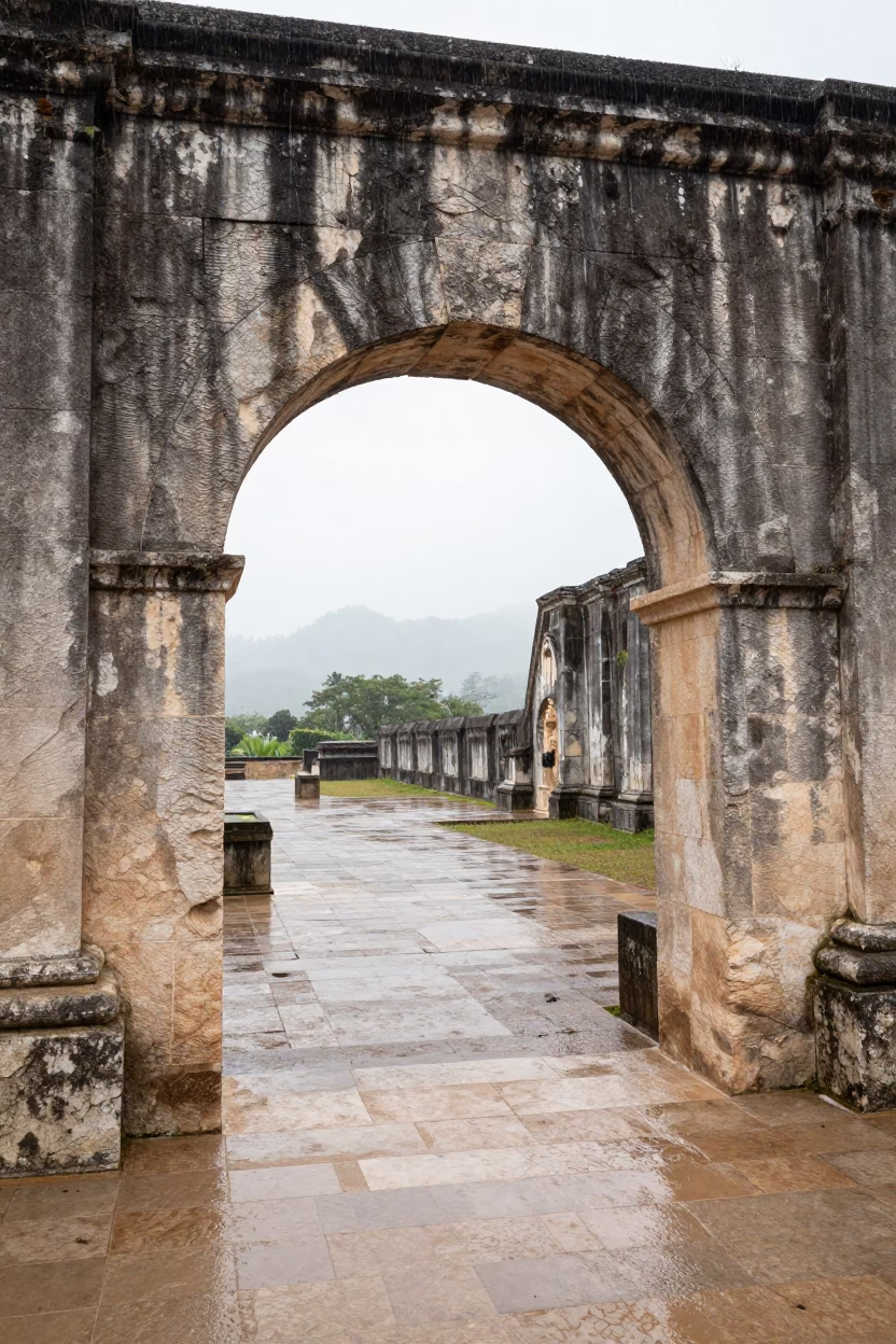 Rain-Washed Stone Arch Campeche Monsoon in near San Francisco de Campeche