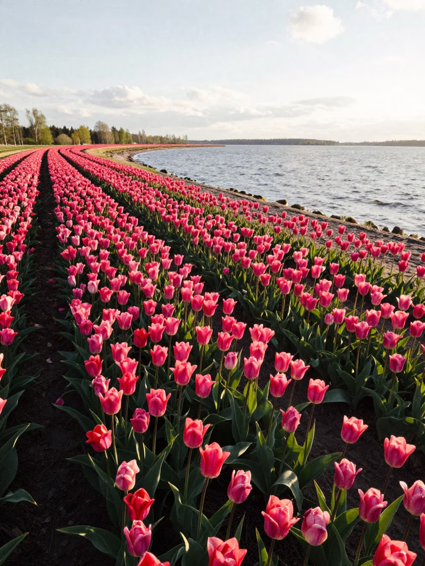 Rain-Washed Tulip Fields Finland Shoreline in along a wave-cut shoreline in Finland