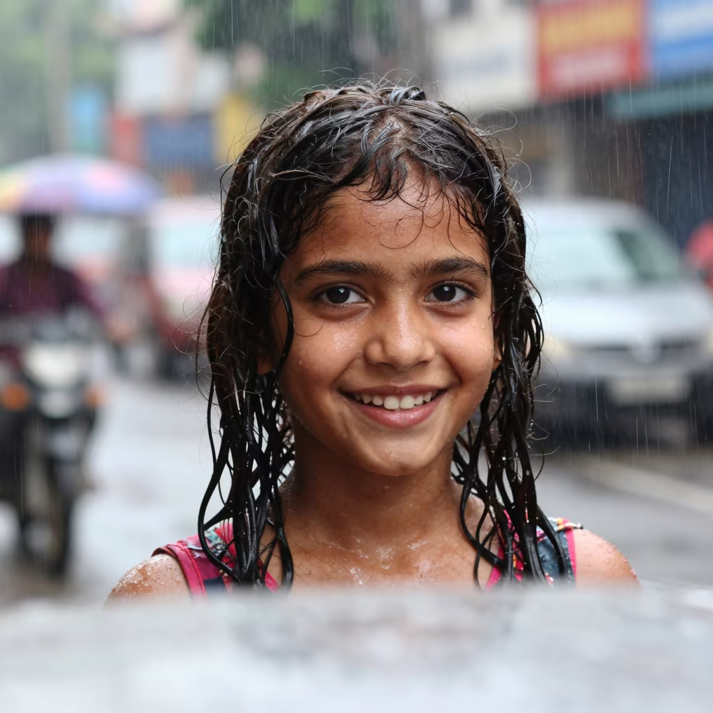 Rain Wet Girl Portrait in Bhiwandi in in Bhiwandi