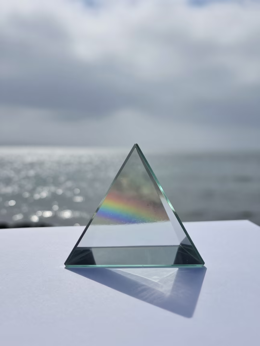 Rainbow Prism Light Through Fog on Paper in through low marine fog in Queensland