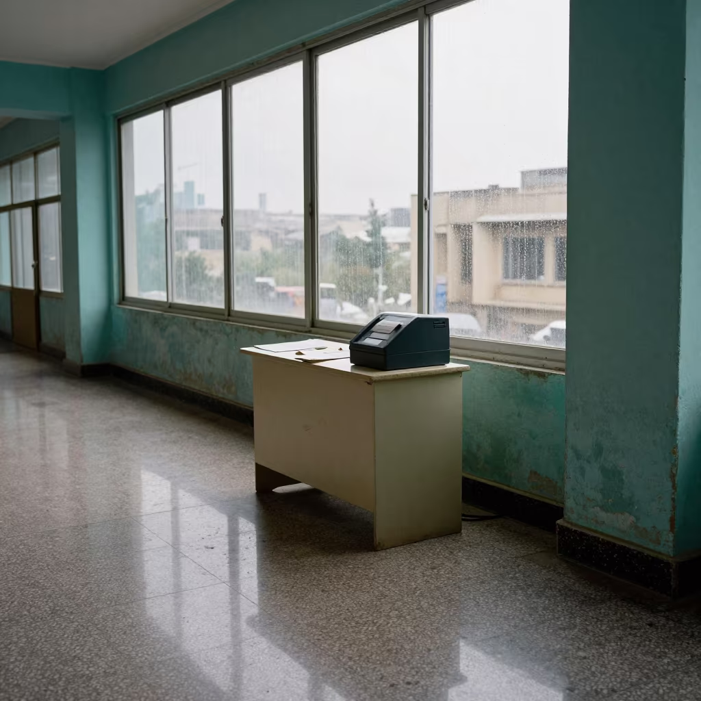 Rainy Afternoon Receipt Scanner in Kabul Skylight in inside a skylit passageway near Kabul