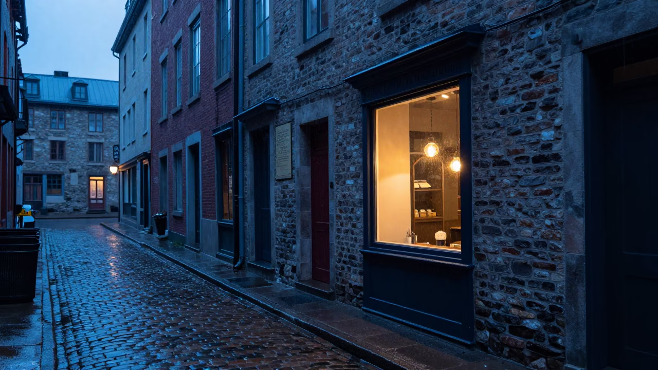 Rainy Alley in Montreal in in Montreal, Quebec, Canada