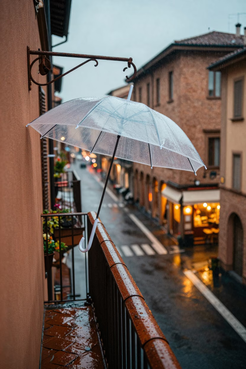 Rainy Balcony in Bologna in in Bologna, Italy