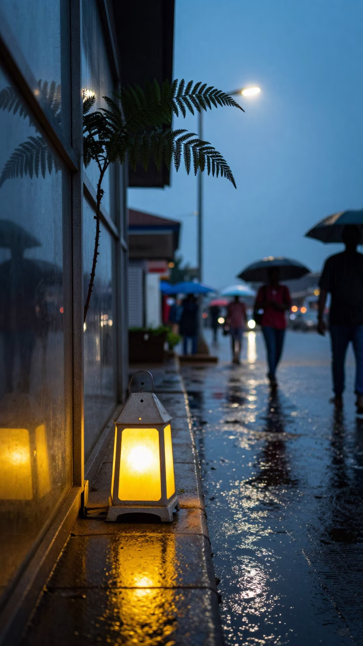 Rainy Blue Hour Street Scene in Uyo Nigeria in in Uyo