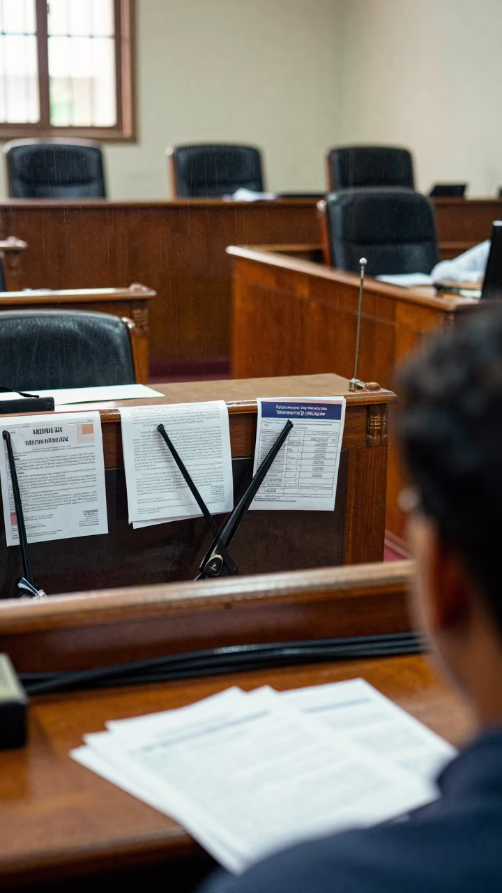 Rainy Campaign Flyers Under Wipers Council Chamber in inside a council chamber near Solapur