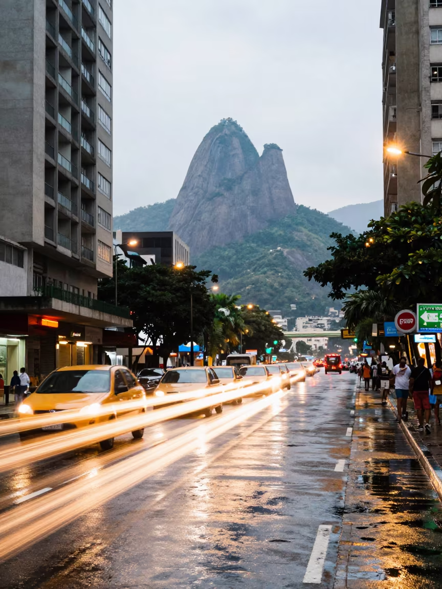 Rainy Carnival Light Trails Rio Skylight in inside a skylit passageway near Rio de Janeiro