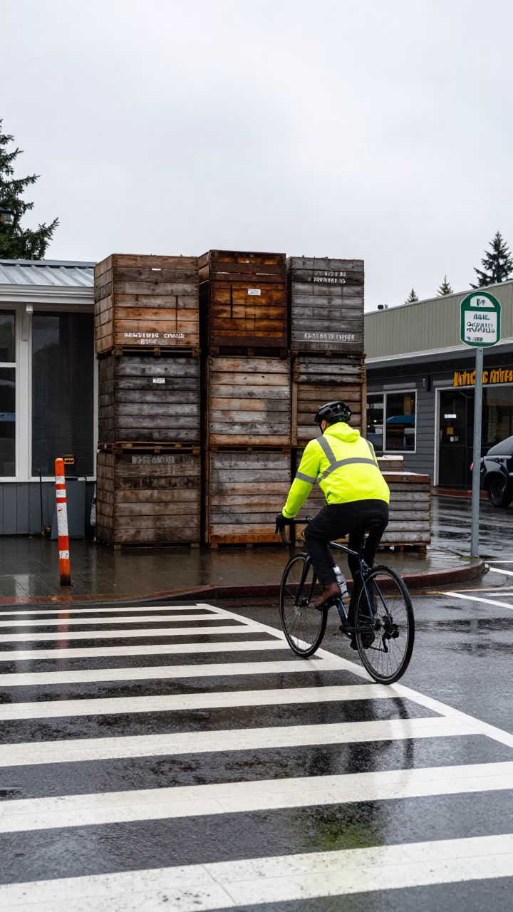 Rainy Crosswalk in Seattle in in Seattle, Washington, United States
