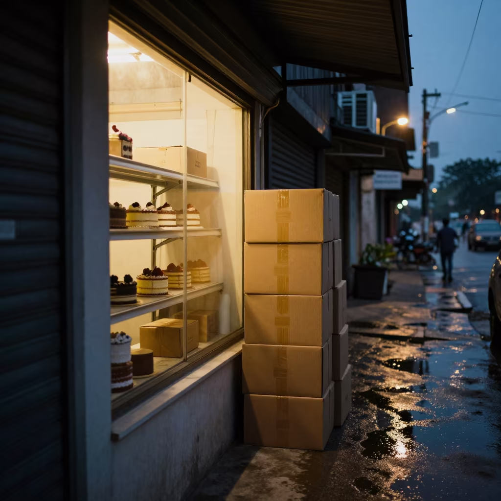 Rainy Evening Bakery Shelf in Pathein Fitting Corridor in inside a fitting room corridor near Pathein