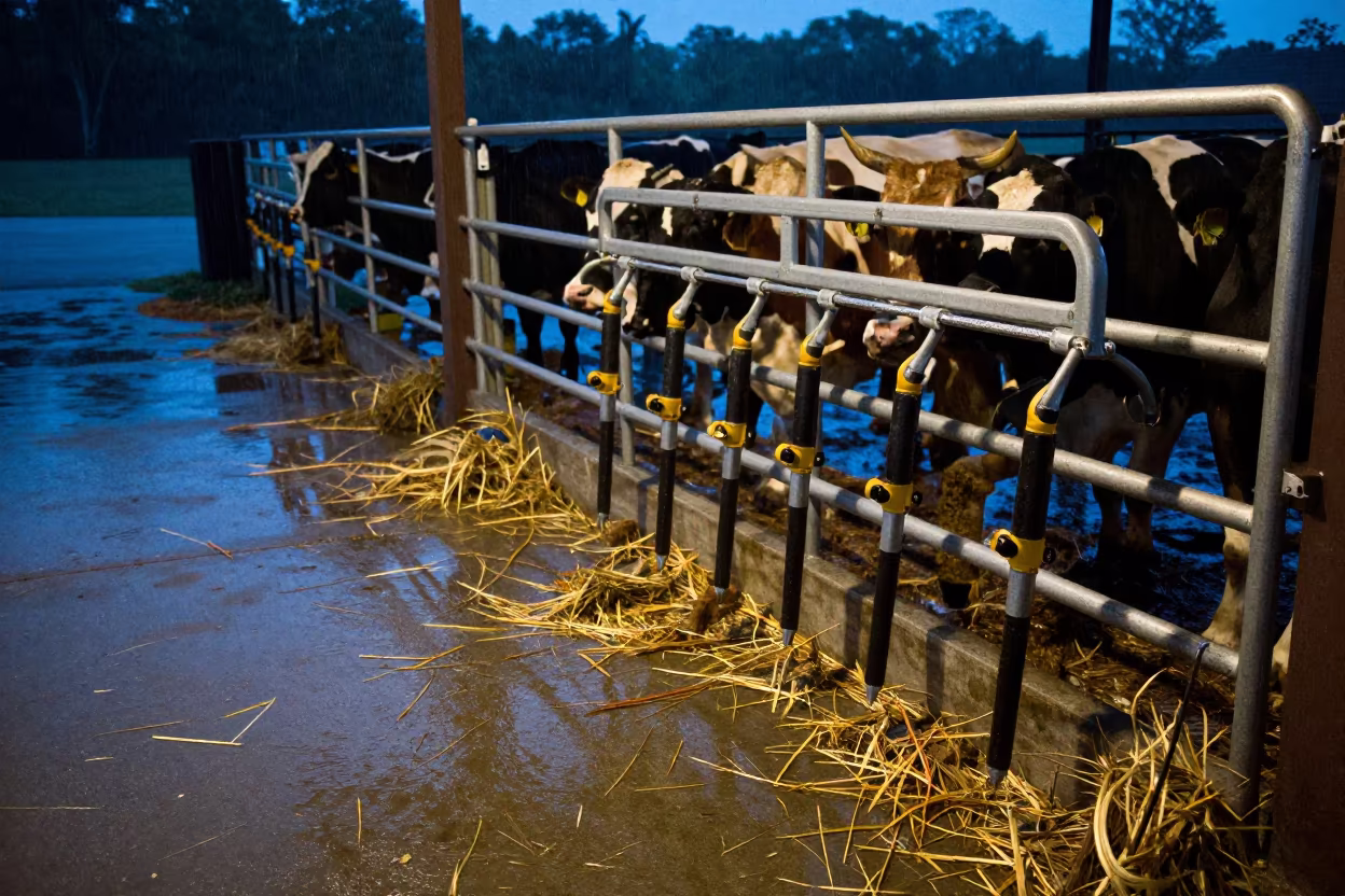 Rainy Evening Livestock Trailer Wash Rack Grenada in inside a ranch corral in Grenada