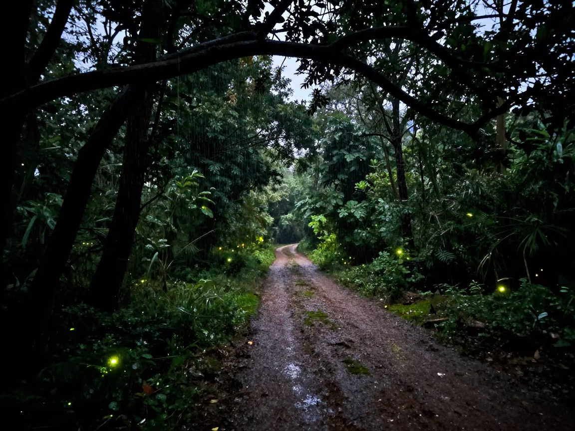 Rainy Night Trail Through Ogbomosho Forest in near Ogbomosho