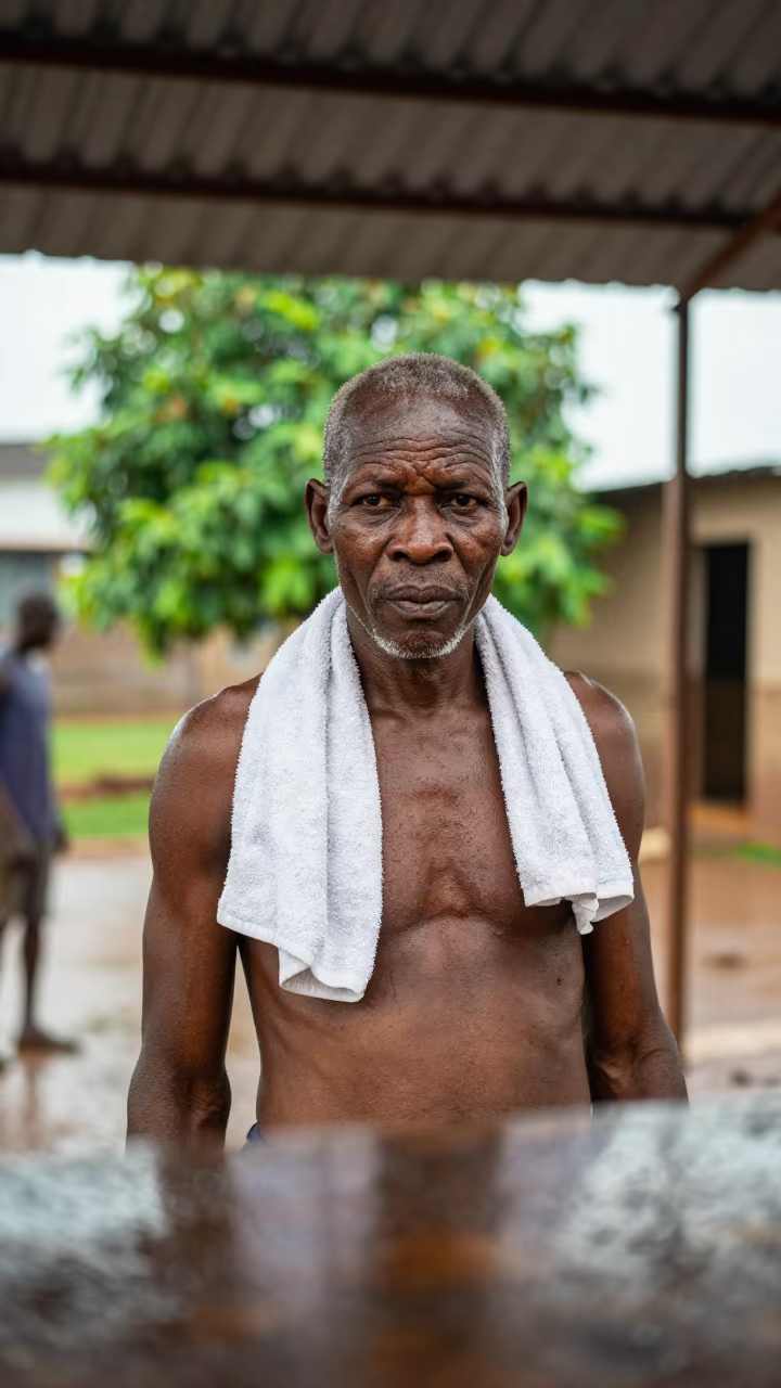 Rainy Season Portrait of Nigerian Trainer in near Okene