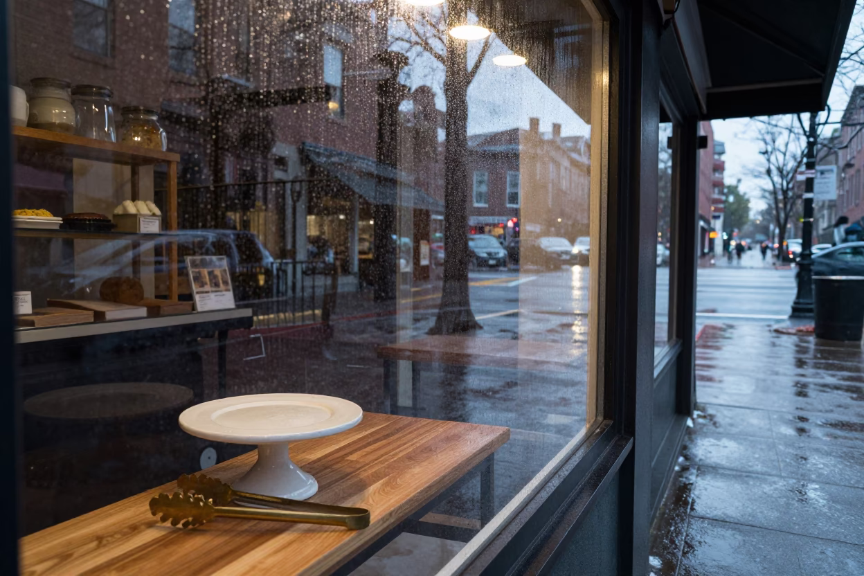 Rainy Street in Boston in in Boston, Massachusetts, United States