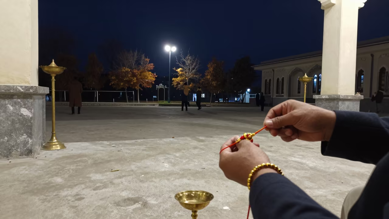 Raksha Bandhan Thread Tied at Midnight in Sofia in in a prayer hall near Sofia
