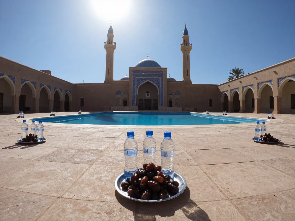 Ramadan Iftar Trays by Sacred Pool New Mexico in at the edge of a sacred pool in New Mexico