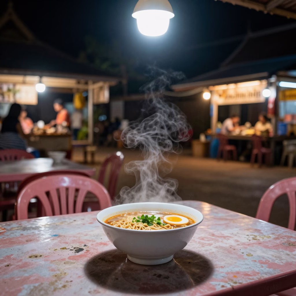 Ramen at Midnight Light in Luang Prabang in in Luang Prabang, Laos