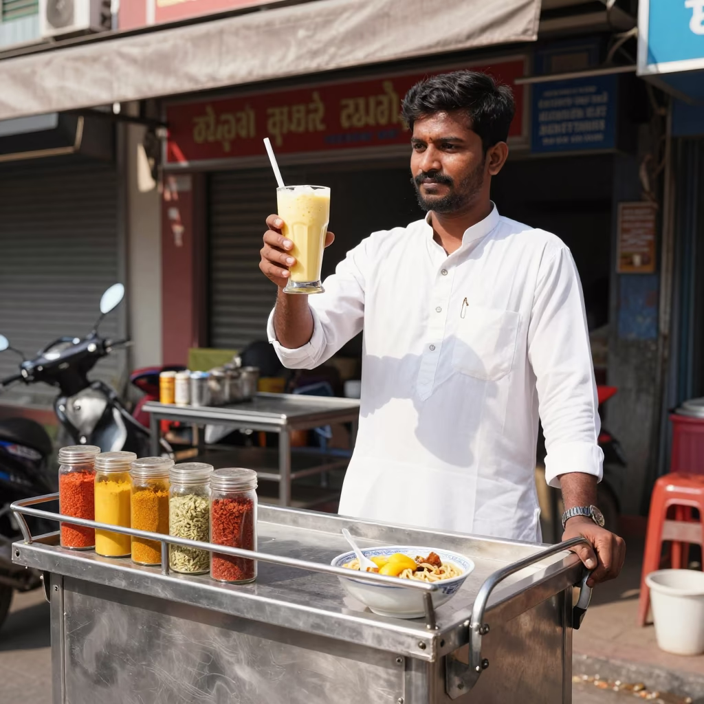 Ramen in Hyderabad at Bright Midmorning Light in in Hyderabad, India