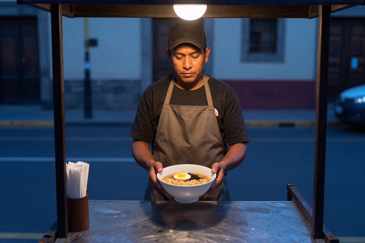 Ramen in Mexico City at The Still Hours Before Dawn Light in in Mexico City, Mexico