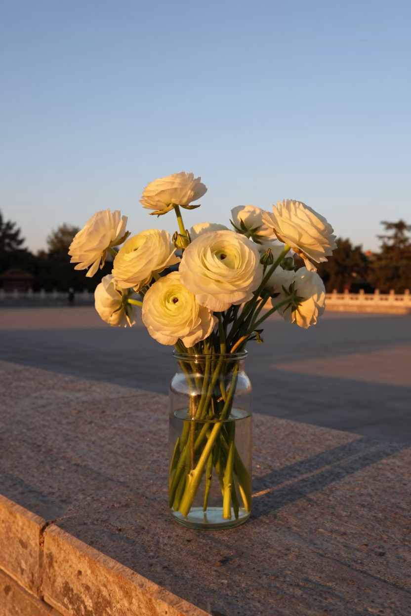 Ranunculus Bouquet Glass Jar Copper Light in near Beijing