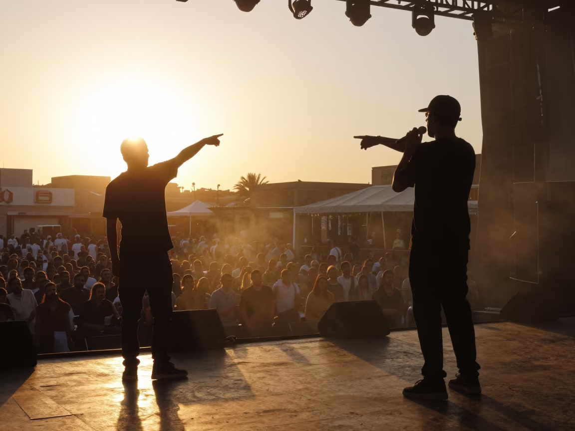 Rapper Silhouetted at Marsa Matruh Jazz Club in at a jazz club in Marsa Matruh