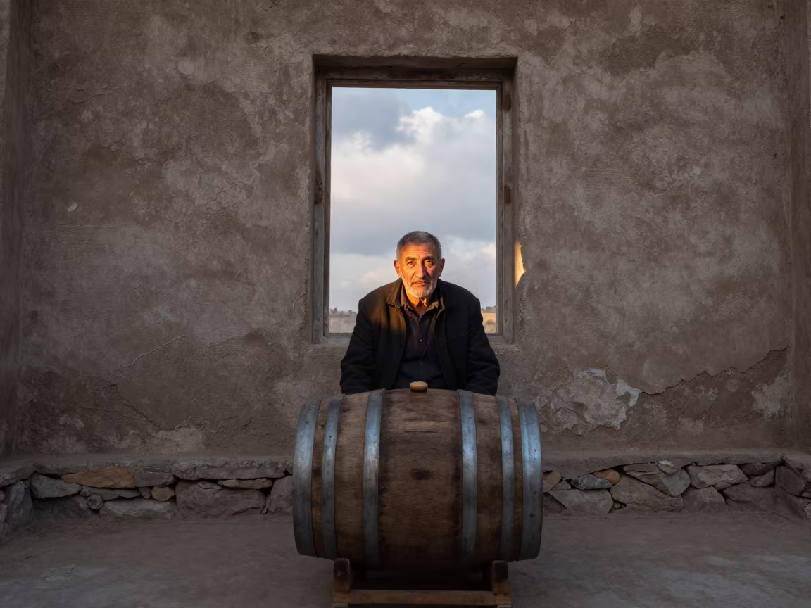 Raqqa Distiller Portrait Before Dawn Light in in Raqqa