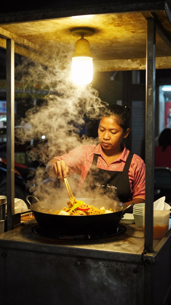 Ras Malai in Denpasar at Deep In The Night Light in in Denpasar, Indonesia
