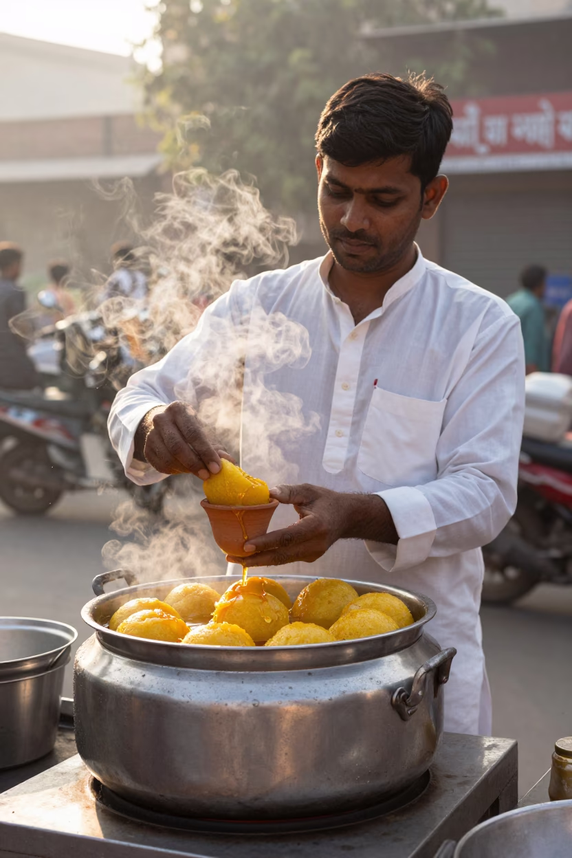 Ras Malai just after sunrise in Delhi in in Delhi, India