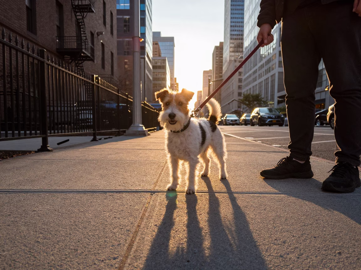 Rat Terrier in New York at Sunset Light in in New York, New York, United States