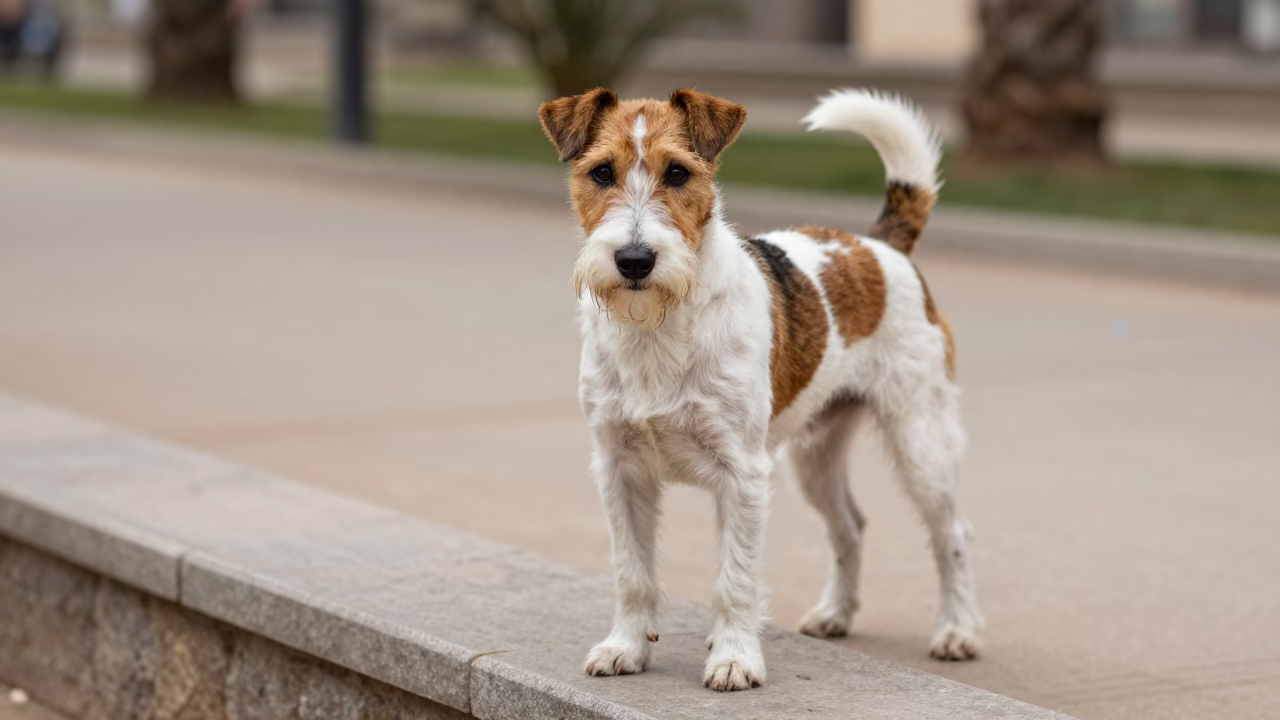 Rat Terrier Portrait Along Khartoum Park Path in along a quiet park path with soft open shade and a clean background near Khartoum